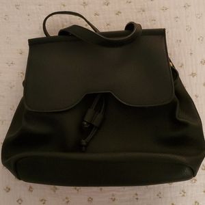 Black Faux Leather Convertible Backpack